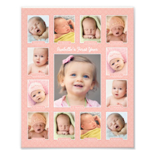 Babys första Keepsakys Photo Collage Fototryck
