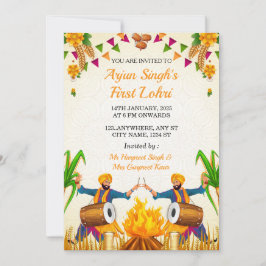 Baby's första Lohri-inbjudan, Punjabi Lohri-kort Inbjudningar