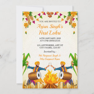 Baby's första Lohri-inbjudan, Punjabi Lohri-kort Inbjudningar