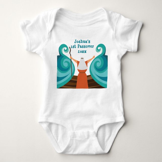 Baby's första påsk Cute Moses anpassat namn T Shirt (Framsida)