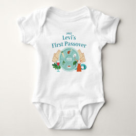 Babys första Passover Blue Anpassningsbar Boy Namn T Shirt