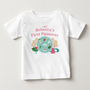 Babys första Passover Rosa Anpassningsbar Girl Gir T Shirt