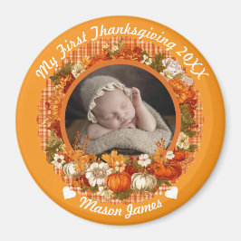 Baby's första Thanksgiving höstblommiga foto Magnet