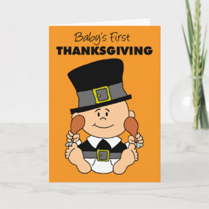 Babys första Thanksgiving Söt pilgrim Kort