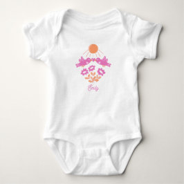 Baby's första vår bodysuit – Rosa fåglar tusenskön T Shirt
