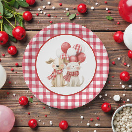 Baby's Körsbär Första Röda Gingham Födelsedag