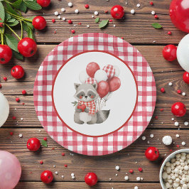 Baby's Körsbär Första Röda Gingham Födelsedag