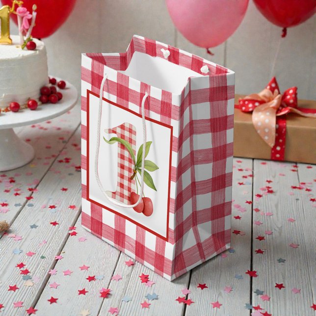 Baby's Körsbär Första Röda Gingham Födelsedag (Skapare uppladdad)