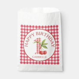 Baby's Körsbär Första Röda Gingham Födelsedag