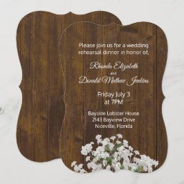Babys utandning Rustic Bröllop Rehearsal Dinner Inbjudningar