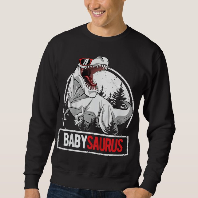 BabySaurus för barn Småbarn Födelsedagsfest T-Rex Lång Ärmad Tröja (Framsida)