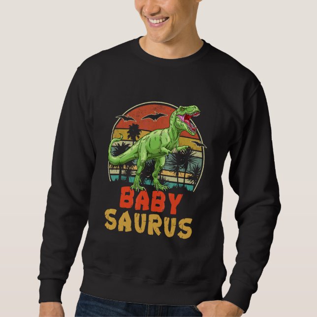Babysaurus Rex Dinosaur Family Matching Lång Ärmad Tröja (Framsida)