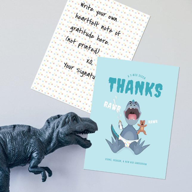 Babysaurus T-rex Blå Tack Kort (Skapare uppladdad)