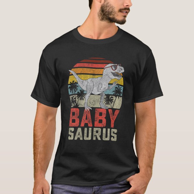 Babysaurus t Rex Dinosaur Baby Saurus Family Match T Shirt (Framsida)