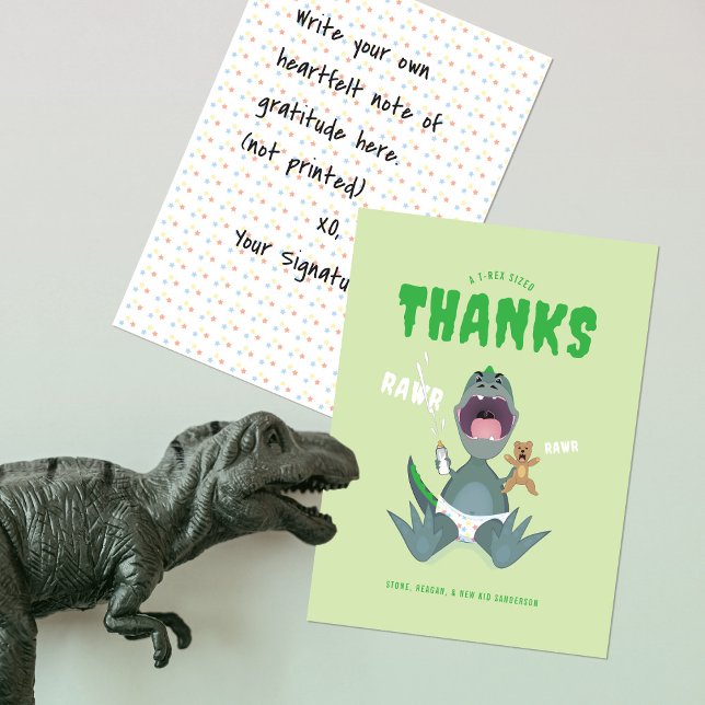 Babysaurus T-rex Grön Tack Kort (Skapare uppladdad)