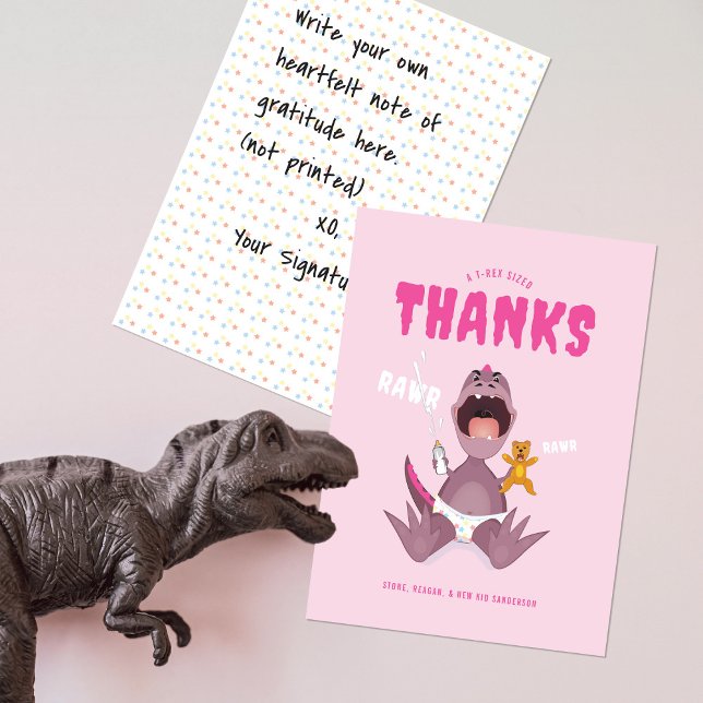 Babysaurus T-rex Rosa Tack Kort (Skapare uppladdad)