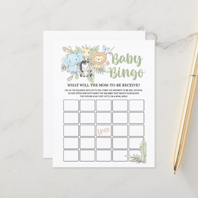 BabyShower Bingo-spel (Fram/Back In Situ)