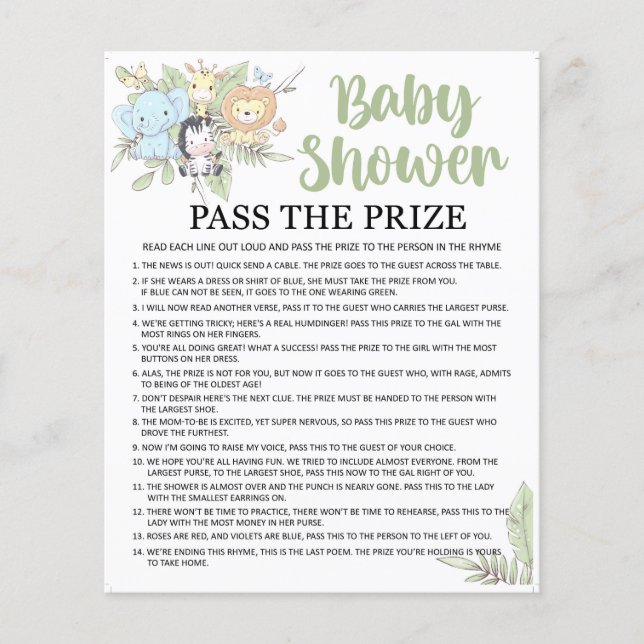 BabyShower-spel/annat spel på baksidan (Framsida)