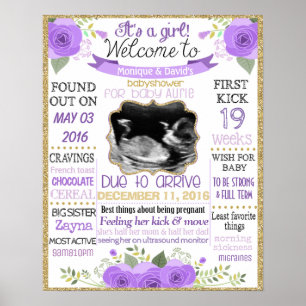 Babyshower undertecknar dess affischblommor en poster