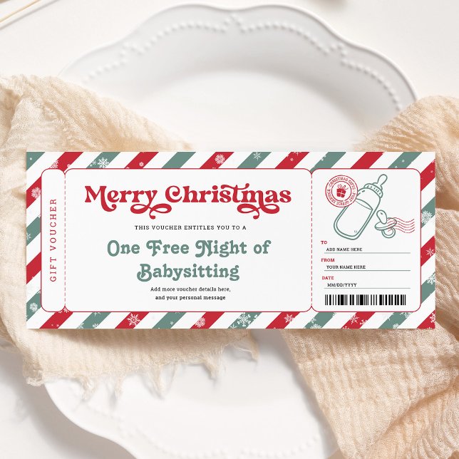 Babysit jul Gift Voucher Biljett Inbjudningar (Skapare uppladdad)