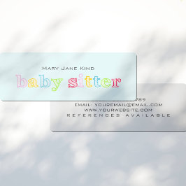 Babysit och Child Care Rainbow färg Mini Visitkort