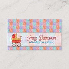 Babysit och Child Care Red Trolley Square Quilt Visitkort