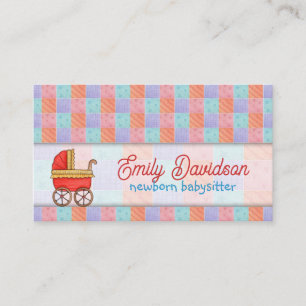 Babysit och Child Care Red Trolley Square Quilt Visitkort
