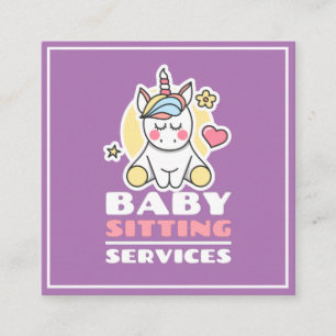 Babysit Services Cute Unicorn Professionell Kid Fyrkantigt Visitkort