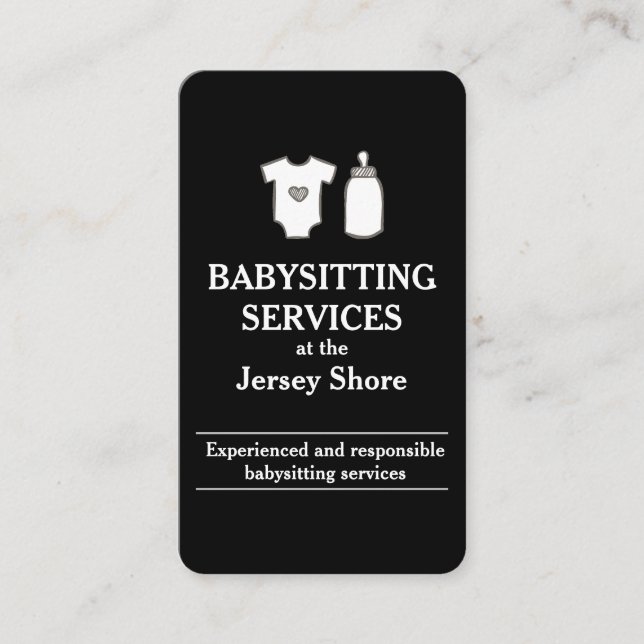 Babysit Services på Jersey Shore Black Visitkort (Framsida)