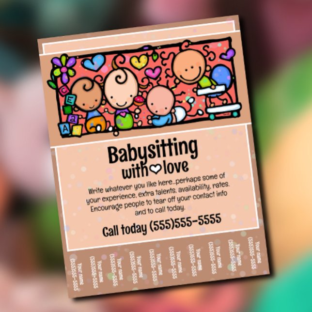 Babysittande barnomsorg i Lakan Reklamblad (Skapare uppladdad)