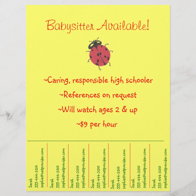 Babysittande Flyer - Ladybug (Framsidan)