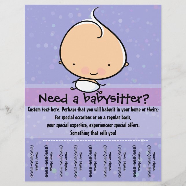 Babysittande kampanjflygare i lakan reklamblad (Framsidan)