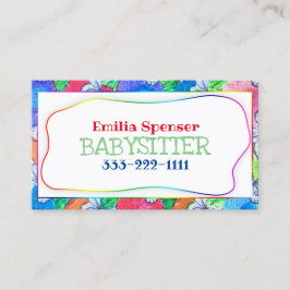 Babysittande och barnomsorgsfullt färgat smörflygs visitkort