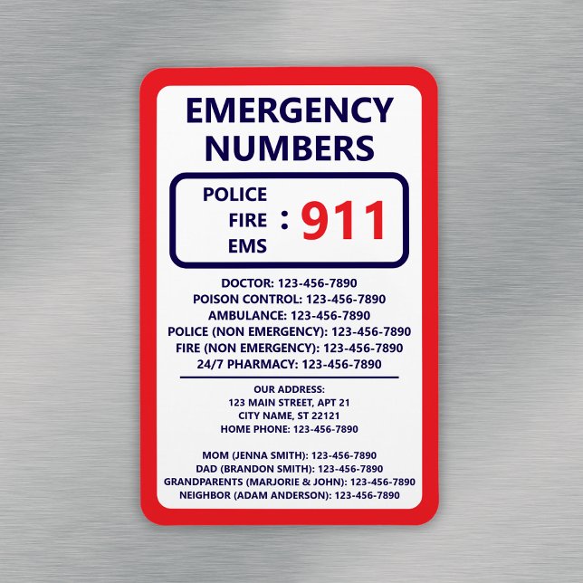 Babysitter Emergency Numbers List Contact Info Magnet (Babysitter Emergency Numbers List Contact Info Magnet
)