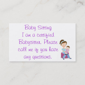 babysitter visitkort