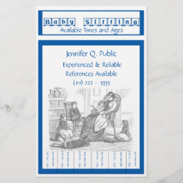 Babysitterreklamblad med handtagflikar brevpapper