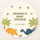 Babyskåda för cute-Tecknad Underlägg Papper Rund<br><div class="desc">Kute till babydusch med tecknad stil dinosauer,  handflatan träd,  blomma- och äggillustrationer parade med roligt,  snyggt-typografi på olika bakgrunder i färg. Du hittar fler matchande objekt från den här samlingen i min butik.</div>