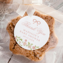 Babyskåda för elegant Rosa Blommigt Runt Klistermärke