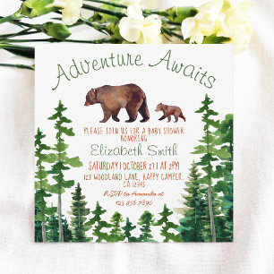 Babyskåda för kute Mamma och Baby Bear Äventyr Inbjudningar