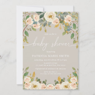Babyskåda för modern Elegant Blommigt Peach Peach Inbjudningar