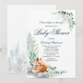Babyskåda för Vår i Cute Fox Woodland Inbjudningar