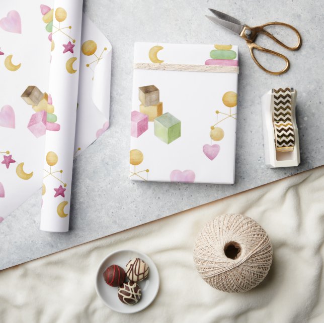 Babyskare för flicka-vattenfärgstema presentpapper (Hantverk)