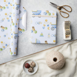 Babyskare för pojke-vattenfärgstema presentpapper