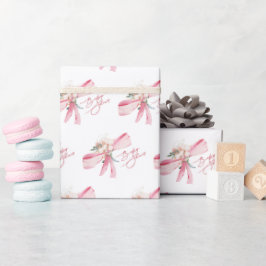  babyskiss för vattenfärg i Rosan Bow Baby Shower Presentpapper