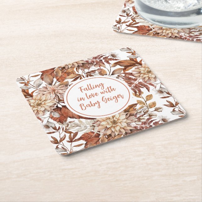 Babyskiss över Blommigten Fall Watercolor Underlägg Papper Kvadrat (Vinklad)