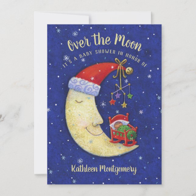 Babyskjul över Måne Inbjudningar (Framsida)