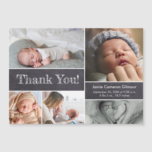 Babysknappen Chalkboard Modern Photos Tack (Framsida)