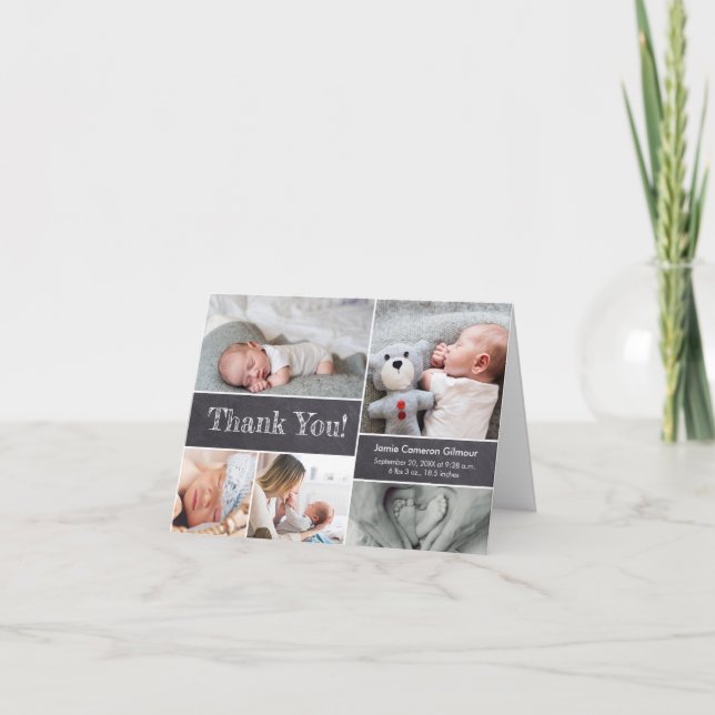 Babysknappen Chalkboard Modern Photos Tack Kort (Framsida)