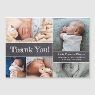 Babysknappen Chalkboard Modern Photos Tack Magnetisk Inbjudningskort
