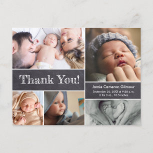Babysknappen Chalkboard Modern Photos Tack Vykort